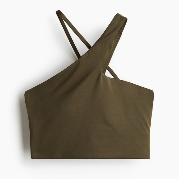 NWT H&M MOVE Asymmetrical Olive Green Women's Top - Picture 6 of 8